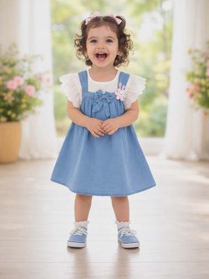 Baby Girl Denim Frock Set BGDS25