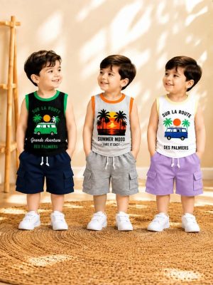 Megi T-Shirt Terry Pant 3 Set Combo MTPC1